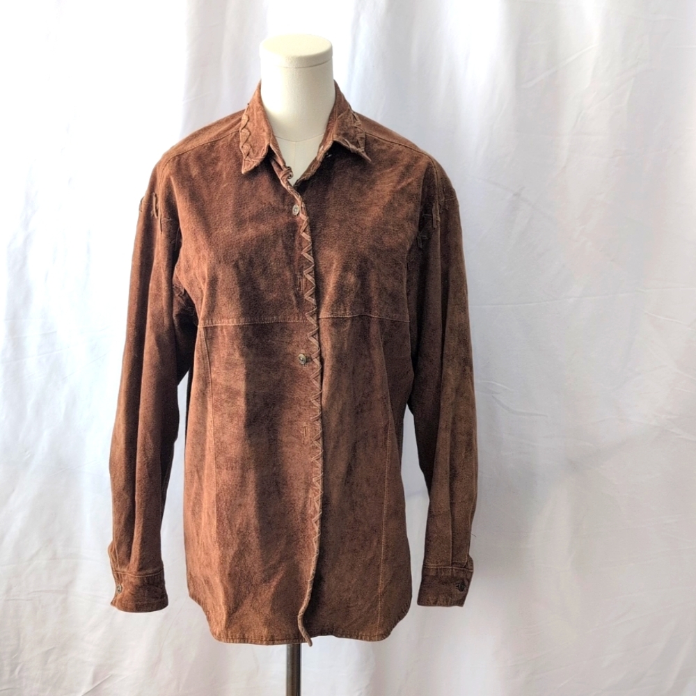 Brown Leather Button Up Shirt/Jacket